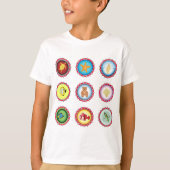 熱帯ボトルキャップデザイン海と野生生物 Tシャツ (正面)