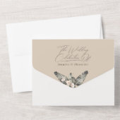 熱帯ボヘミアンフローラ結婚トープ オールインワン招待状 (裏面)