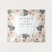 熱帯ボヘミア乾燥したヤシの写真の背景 タペストリー (正面(横))