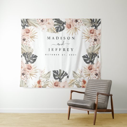 熱帯ボヘミア乾燥したヤシの写真の背景 タペストリー (インサイチュ(横))