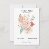 熱帯ボヘミア赤面垂直RSVPカード 出欠カード (正面)