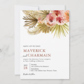 熱帯ボホ乾花 |写真のQRコー結婚ド 招待状 (裏面)