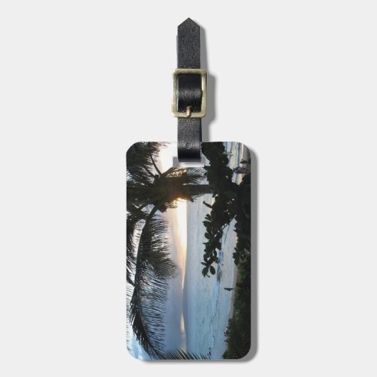 熱帯マウイ、ハワイのビーチ場面荷物のラベル ラゲッジタグ (正面縦)