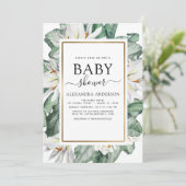 熱帯マグノリアベビーシャワーグリーンリーフローラ 招待状 (スタンド正面)