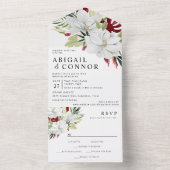 熱帯マグノリアホワイトグリーンレッド オールインワン招待状 (内側)