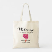 熱帯マゼンタのリーフの宛先の結婚式へようこそ トートバッグ (裏面)