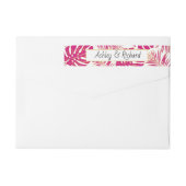 熱帯マゼンタモンステラ葉とパーム結婚の果実 ラップアラウンドラベル (裏面)