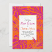 熱帯マゼン鮮やかタとオ葉レンジ結婚の 招待状 (正面)