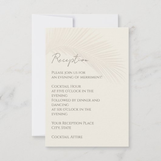 熱帯ミニマルビーチ披露宴エンクロージャカード 招待状 (正面)