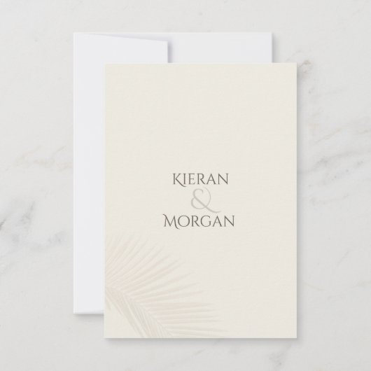 熱帯ミニマルビーチ披露宴エンクロージャカード 招待状 (裏面)