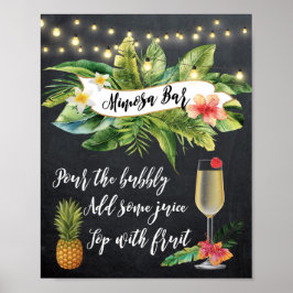 熱帯ミモサバー標識文字列灯チャックボード ポスター