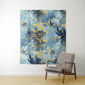 熱帯メタリックブルー黄葉デザイン タペストリー (インサイチュ)