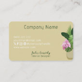 熱帯メディニラピンクフラワーホワイトパネル 名刺 (裏面)