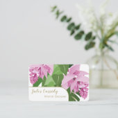 熱帯メディニラピンクフラワーホワイトパネル 名刺 (スタンド正面)