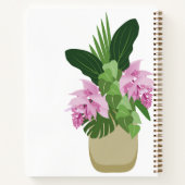 熱帯メディニラピンク花花黄色の花瓶白 ノートブック (裏面)