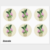 熱帯メディニラピンク花黄色の花瓶 ラウンドシール (シート)