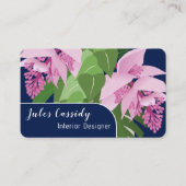 熱帯メディニラフラワーダークブルーパネル 名刺 (正面)