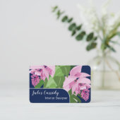 熱帯メディニラフラワーダークブルーパネル 名刺 (スタンド正面)