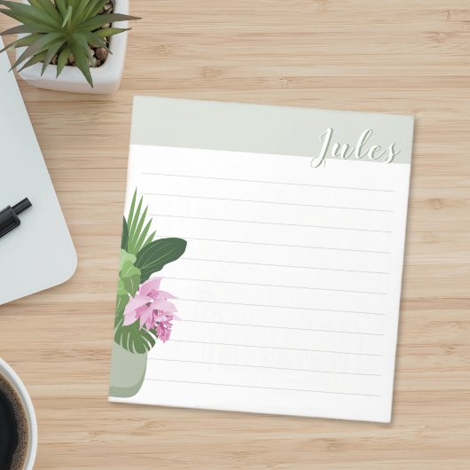 熱帯メディニラ花緑の花瓶名が並ぶ ノートパッド