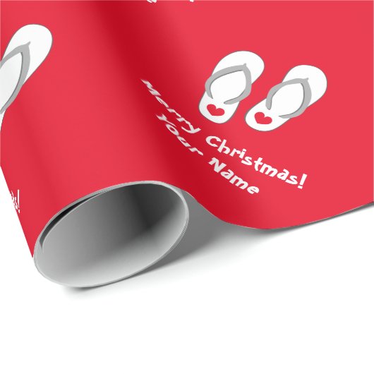 熱帯メリークリスマスのビーチサンダルの包装紙 ラッピングペーパー (ロールコーナー)