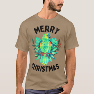 熱帯メリークリスマスアマゾンオウムの水色 Tシャツ