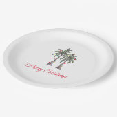 熱帯メリークリスマスパーティーヤシの木 ペーパープレート (アングル)