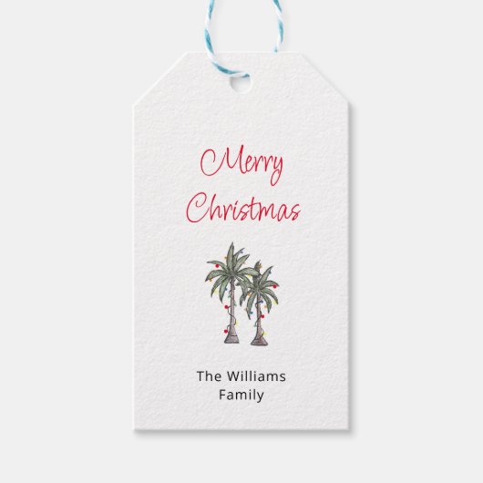熱帯メリークリスマスパームツリー ギフトタグ (正面)