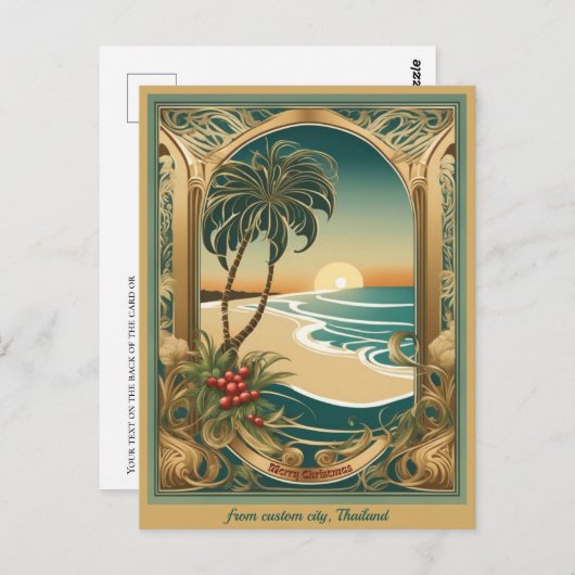 熱帯メリービーチクリスマスタイの挨拶 ポストカード (正面/裏面)