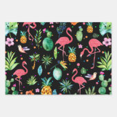 熱帯メロディーパターンの鳥と花 ラッピングペーパーシート (正面3)