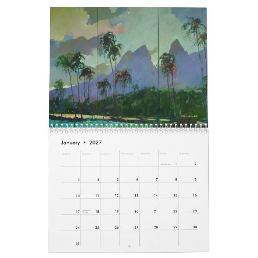 熱帯メロディー、Darrellの丘の絵画のカレンダー… カレンダー (1月 2027)