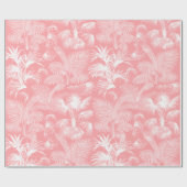 熱帯モダンのヤシの木ホワイトピンク ラッピングペーパー (フラット)