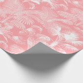 熱帯モダンのヤシの木ホワイトピンク ラッピングペーパー (角)
