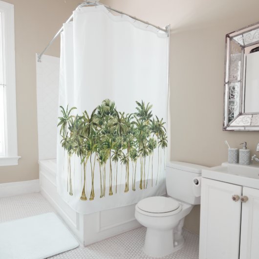 熱帯モダンのヤシの木 シャワーカーテン (インサイチュ)