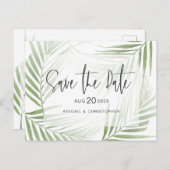 熱帯モダンの葉のセージ緑の保存日 ポストカード (正面/裏面)