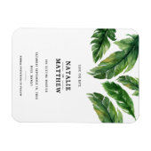 熱帯モダンの葉は日付保存 マグネット (横)