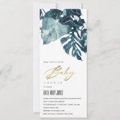 熱帯モダンの葉モンステラ赤ちゃんシャワー 招待状 (正面)