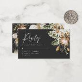 熱帯モダンエレガント白黒結婚式RSVP ノートカード (正面/裏面インサイチュ)