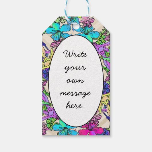 熱帯モダンカラフル植物模様 ギフトタグ (正面)