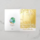 熱帯モダンクリスマスツリーフォイル挨拶 箔グリーティングカード (外側レイダウン)