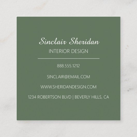 熱帯モダングリーンパームリーフ スクエア名刺 (裏面)