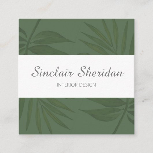 熱帯モダングリーンパームリーフ スクエア名刺 (正面)