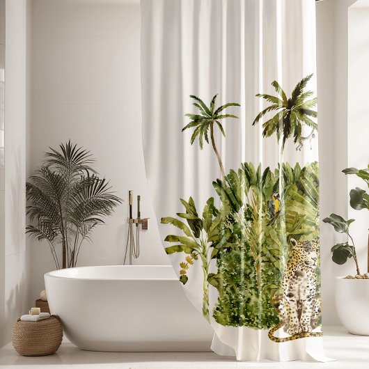 熱帯モダンジャングルヤシの木 シャワーカーテン
