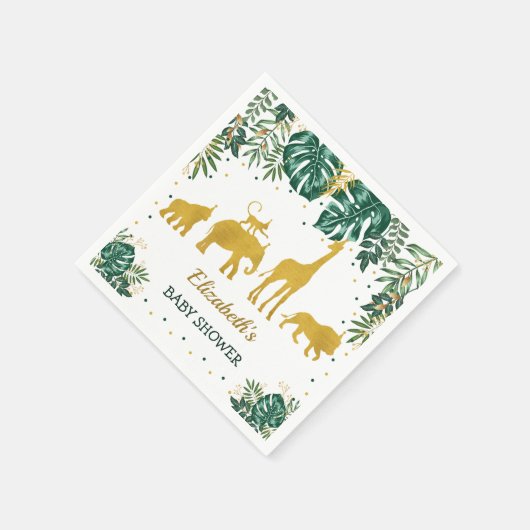 熱帯モダンジャングル動物の赤ちゃんシャワー スタンダードカクテルナプキン (角)