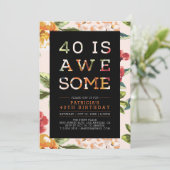 熱帯モダンタイポグラフィ40歳のパーティー 招待状 (スタンド正面)