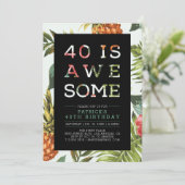 熱帯モダンタイポグラフィ40歳のパーティー 招待状 (スタンド正面)