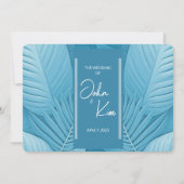 熱帯モダンティール（緑がかった色）水平結婚式招待状 招待状 (正面)