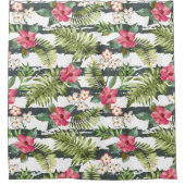 熱帯モダンハイビスカス花柄 シャワーカーテン (正面)