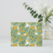 熱帯モダンバナナの緑のパターン シーズンポストカード (スタンド正面)