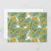 熱帯モダンバナナの緑のパターン シーズンポストカード (正面/裏面)
