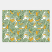 熱帯モダンバナナの緑のパターン ラッピングペーパーシート (正面3)